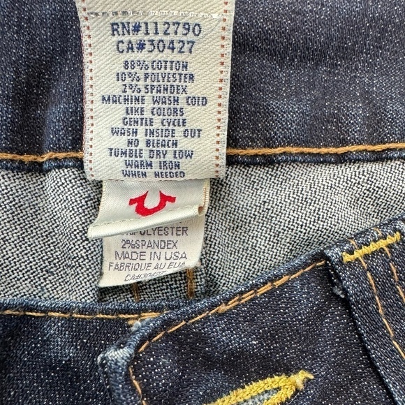 True Religion Y2K Joey Twist Seam Yellow Button Jeans *Excellent Size 27/4 - Picture 6 of 16
